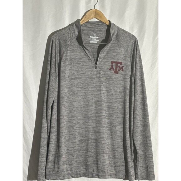 Texas A&M fanatics Mens Striated Raglon Light Weight Quarter Zip Top Grey XL - Picture 1 of 5